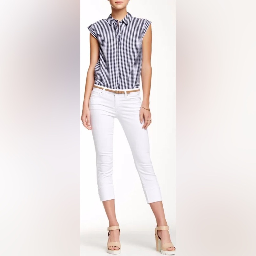 JOES JEANS WHITE CUFFED CROPPED MID-RISE SKINNY JEANS - SZ 30